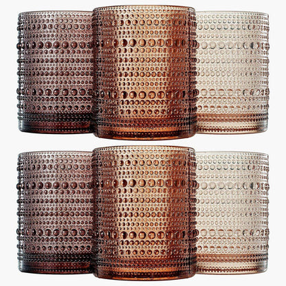Hobnail Drinking Glasses, Venus Colors Beaded Tumbler Drinking Glasses Set | Set of 6 - Loft&Timber