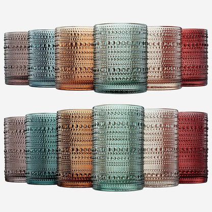 Hobnail Drinking Glasses Pastel Colored Beaded Drinking | Set of 12 - Loft&Timber