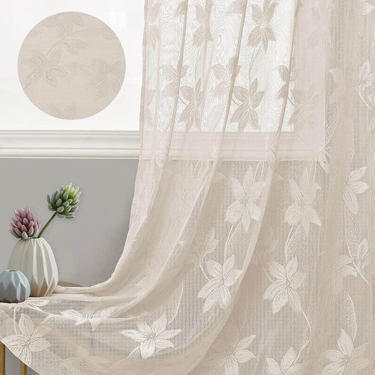 Custom Curtains: Lace Sheer Curtains, Set of 2 Panels - Loft&Timber