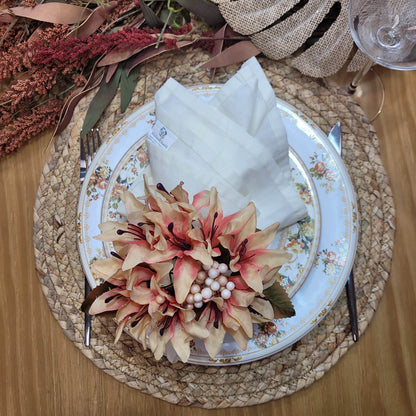Maison Charlo Set of 4 Cream Lilies Flower Celebration Napkin Rings - Loft&Timber