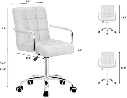 Modern Office Desk Chair with Wheels (White) - Loft&Timber