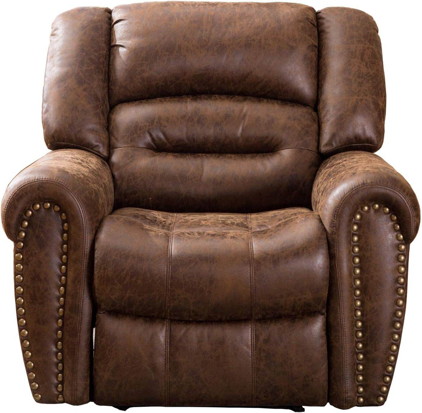 Electric Power Recliner Set of 2, Breathable Bonded Leather Reclining Chair Classic Home Theater Recliners Seating W/USB Port, Electric Recliner Chairs for Living Room (Nut Brown) - Loft&Timber