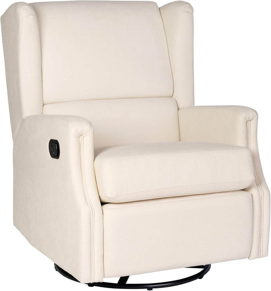 Omma Swivel Glider Rocking Recliner, Manual Wingback Recliner with 360 Degree Swivel, for Living Room, Bedroom, or Nursery, Upholstered, Cream - Loft&Timber