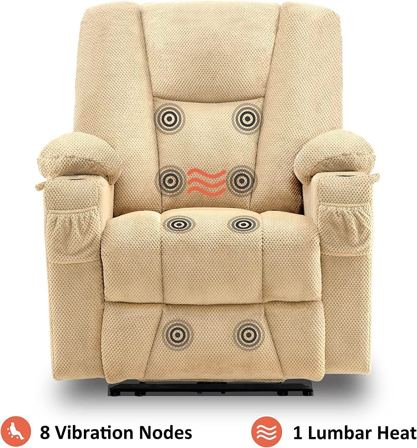 Fabric Electric Power Recliner Chair with Heat - Loft&Timber