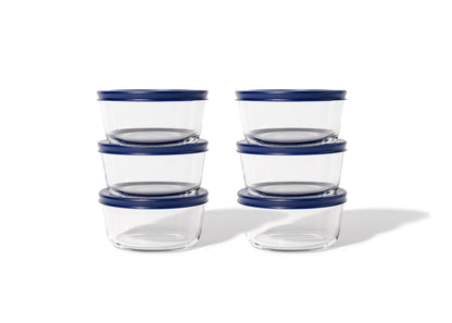 Glass Food Storage Containers - 12 Piece 4 Cup Set (6 Containers + 6 Lids) BPA-Free Lids - Loft&Timber