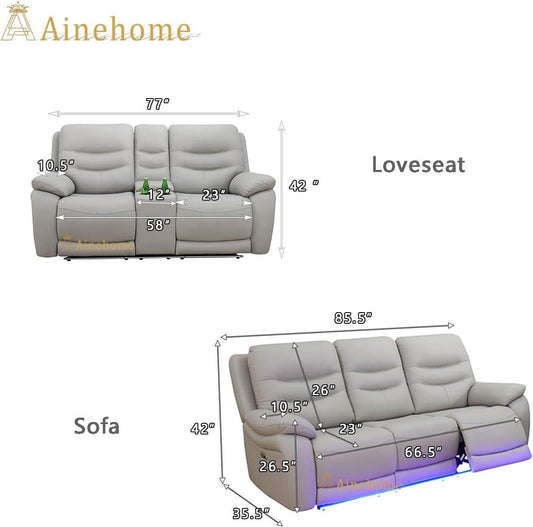 LED Power Recliner Sofa for Living Room Furniture Set - Loft&Timber