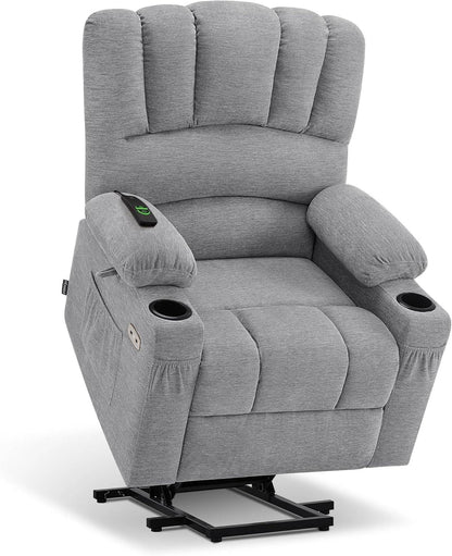 Power Lift Recliner Chair Sofa with Massage in Grey - Loft&Timber