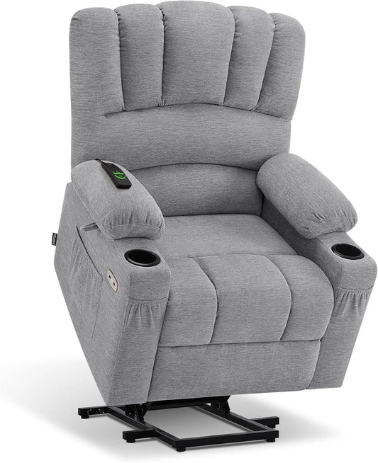 Power Lift Recliner Chair Sofa with Massage in Grey - Loft&Timber