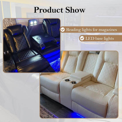 Power Recliner Sectional Sofa Set, Black - Loft&Timber