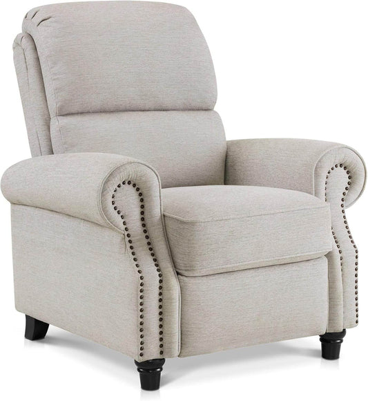 Pushback Recliner Chair, Chenille Upholstered Accent Chairs, (Beige) - Loft&Timber