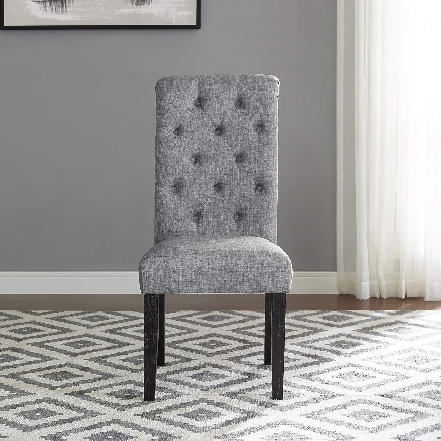 Leviton Gray Solid Wood Tufted Dining Chair Set Of 2-2