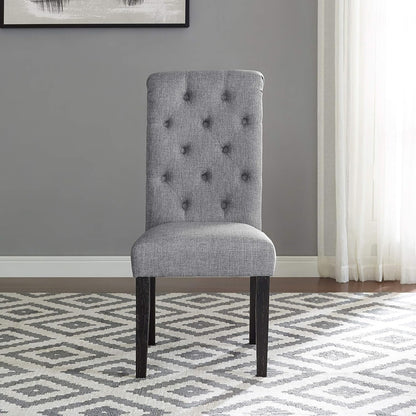 Leviton Gray Solid Wood Tufted Dining Chair Set Of 2-2