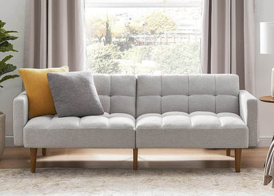 Gray Fabric Twin Futon Sofa Bed with Arms-0