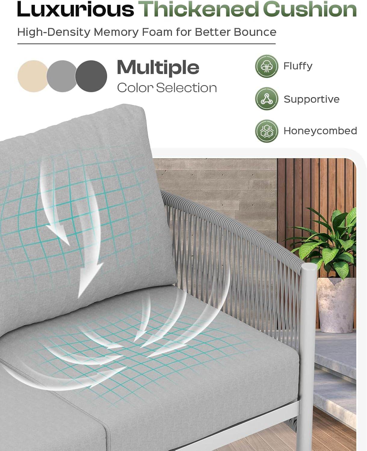 Modern Aluminum Outdoor Patio Furniture Set with Cushions - Loft&Timber