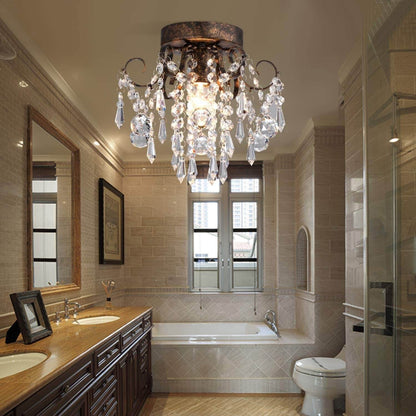 Small Crystal Ceiling Light Fixture Flush Mount,Black Ceiling Lights Modern Chandelier,Bedroom Hallway Closet Light Fixture Ceiling,Dia9.5 1 Light. - Loft&Timber