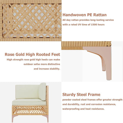 Outdoor Wicker Sectional Sofa Set with Tempered Glass Table - Loft&Timber