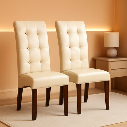 Cosmopolitan Parson Dining Chair Satin Cream Faux Leather-0