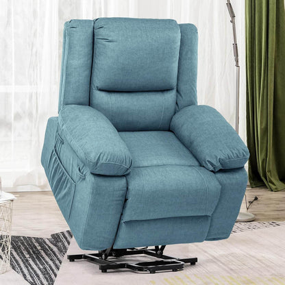 Electric Power Lift Chairs Recliners for Elderly,Recliner Chair with Massage and Heat,2 Side Pockets, Fabric(Blue) - Loft&Timber