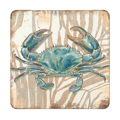 Crab Coastal Wooden Cork Coasters Gift Set of 4 by Nature Wonders - 95224-2C-S4 - Loft&Timber