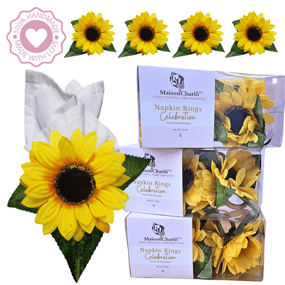Maison Charlo | Set of 4 Sunflower Napkin Rings - Loft&Timber