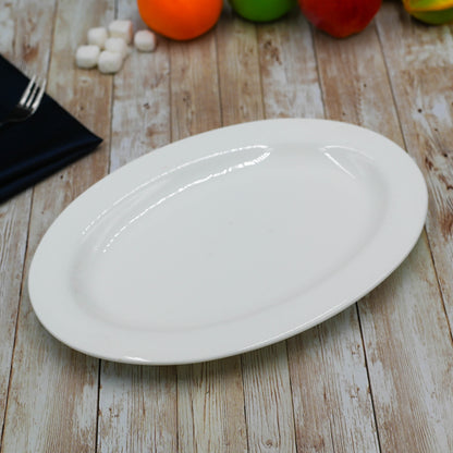Professional Rolled Rim White Oval Plate / Platter 12" inch | - Loft&Timber