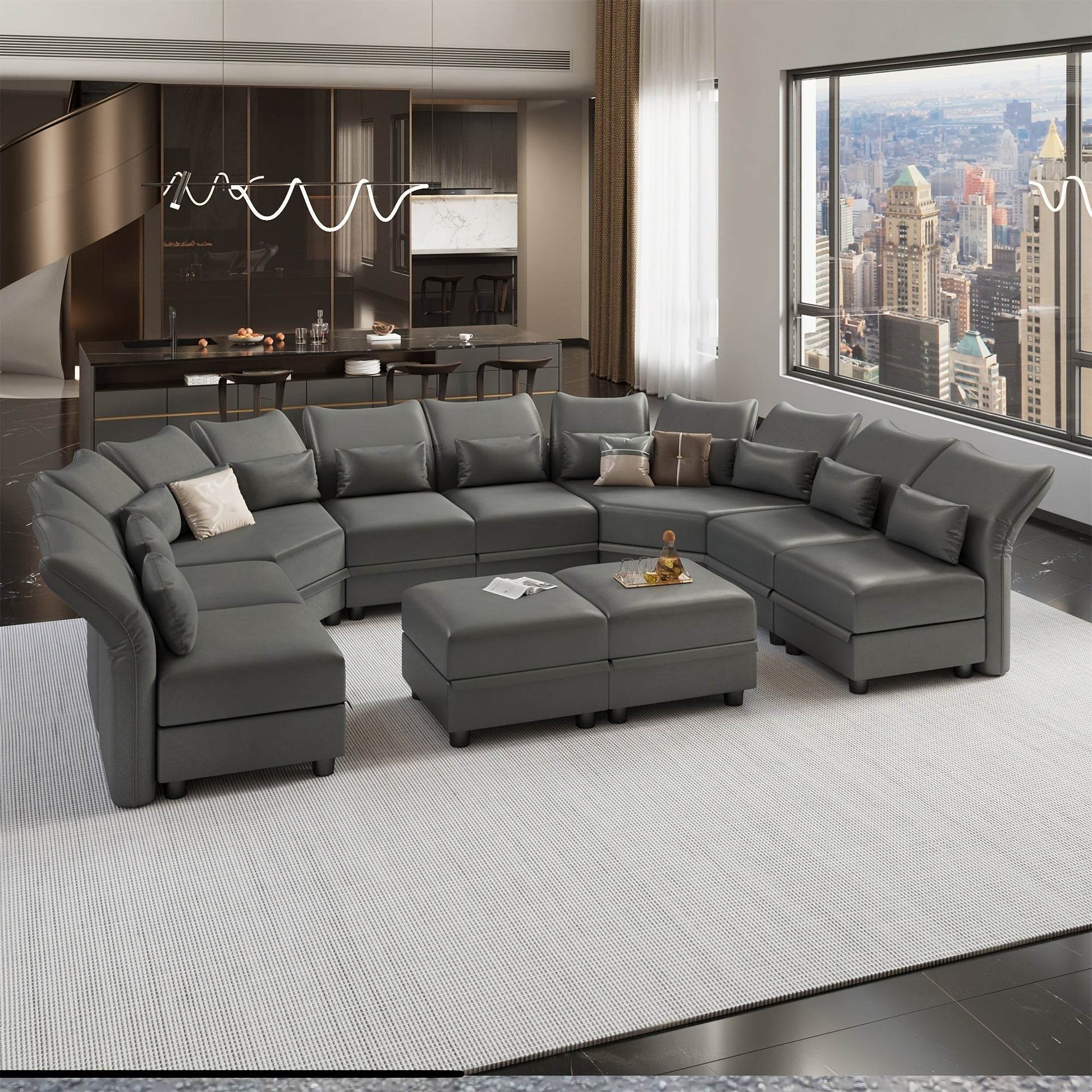 Faux Leather Modular Sectional Sofa - Loft&Timber
