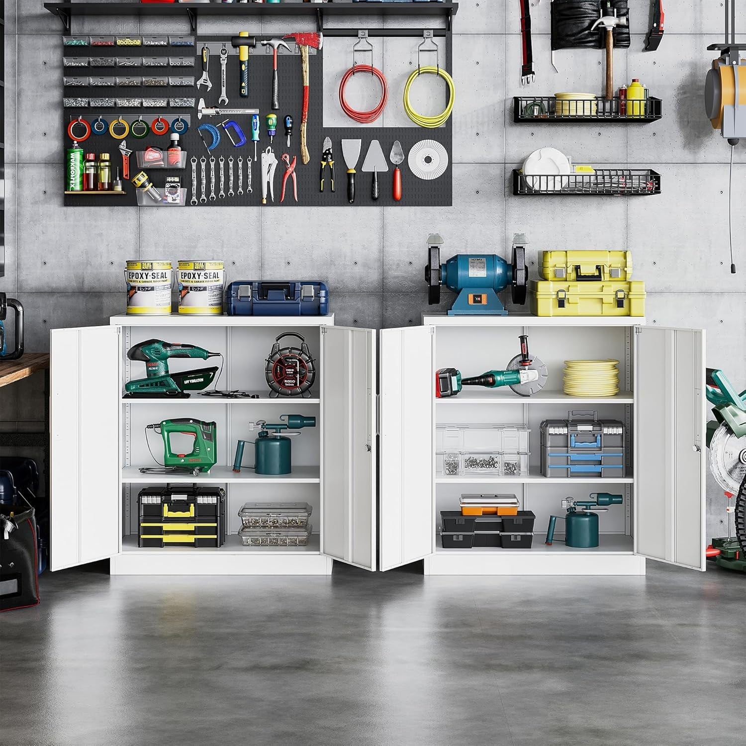 Lockable Metal Cabinet With 2 Doors And Adjustable Shelves-1