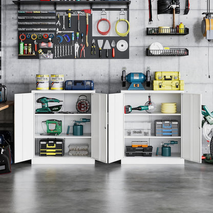 Lockable Metal Cabinet With 2 Doors And Adjustable Shelves-1