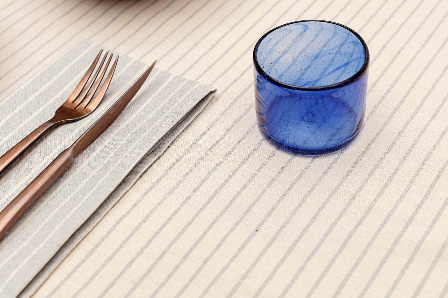 Cloth Napkins - Grey Striped and Natural Striped - Loft&Timber