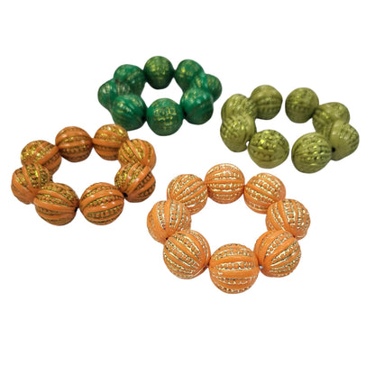 Maison Charlô | Set 4 Green Shine Beaded Napkin Rings | Rustic Napkin Ring | Handmade - Loft&Timber