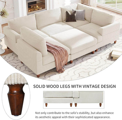 Large Sectional Sofa Couch with Ottoman - Loft&Timber