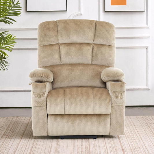Dual Motor Power Lift Recliner Chair with Massage and Heat (Medium, Beige) - Loft&Timber