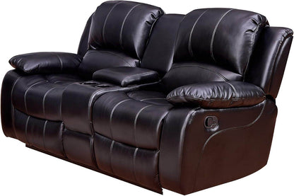2PC Bonded Leather Recliner Set, Sofa, Loveseat, 8018, Black - Loft&Timber