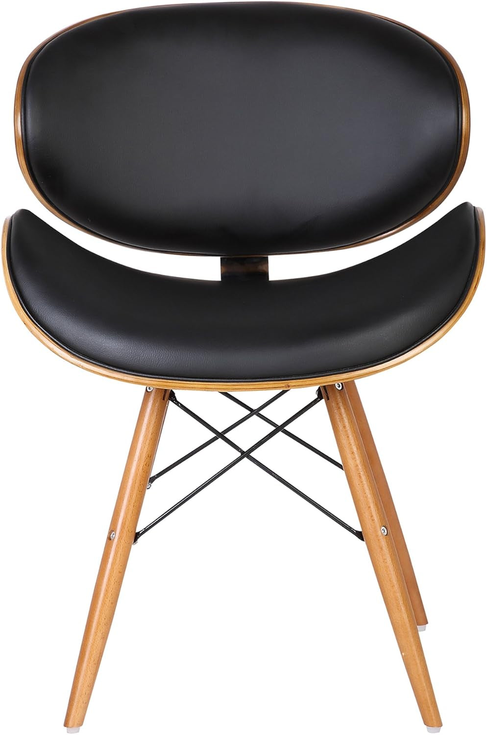Cassie Dining Chair Black Faux Leather Walnut Wood-3