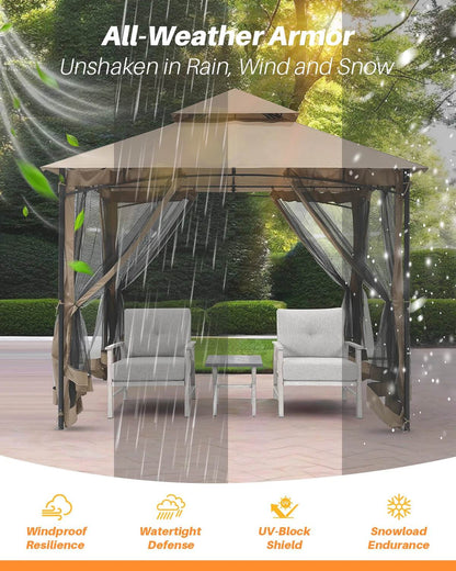 SeeHill 10' x 10' Gazebo with Steel Frame and Double Roof - Loft&Timber