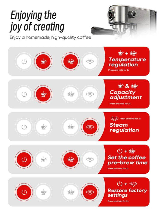 HiBREW 20Bar Semi Automatic Espresso Coffee Machine - Loft&Timber