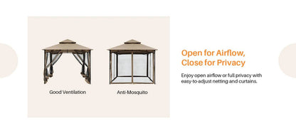 SeeHill 10' x 10' Gazebo with Steel Frame and Double Roof - Loft&Timber