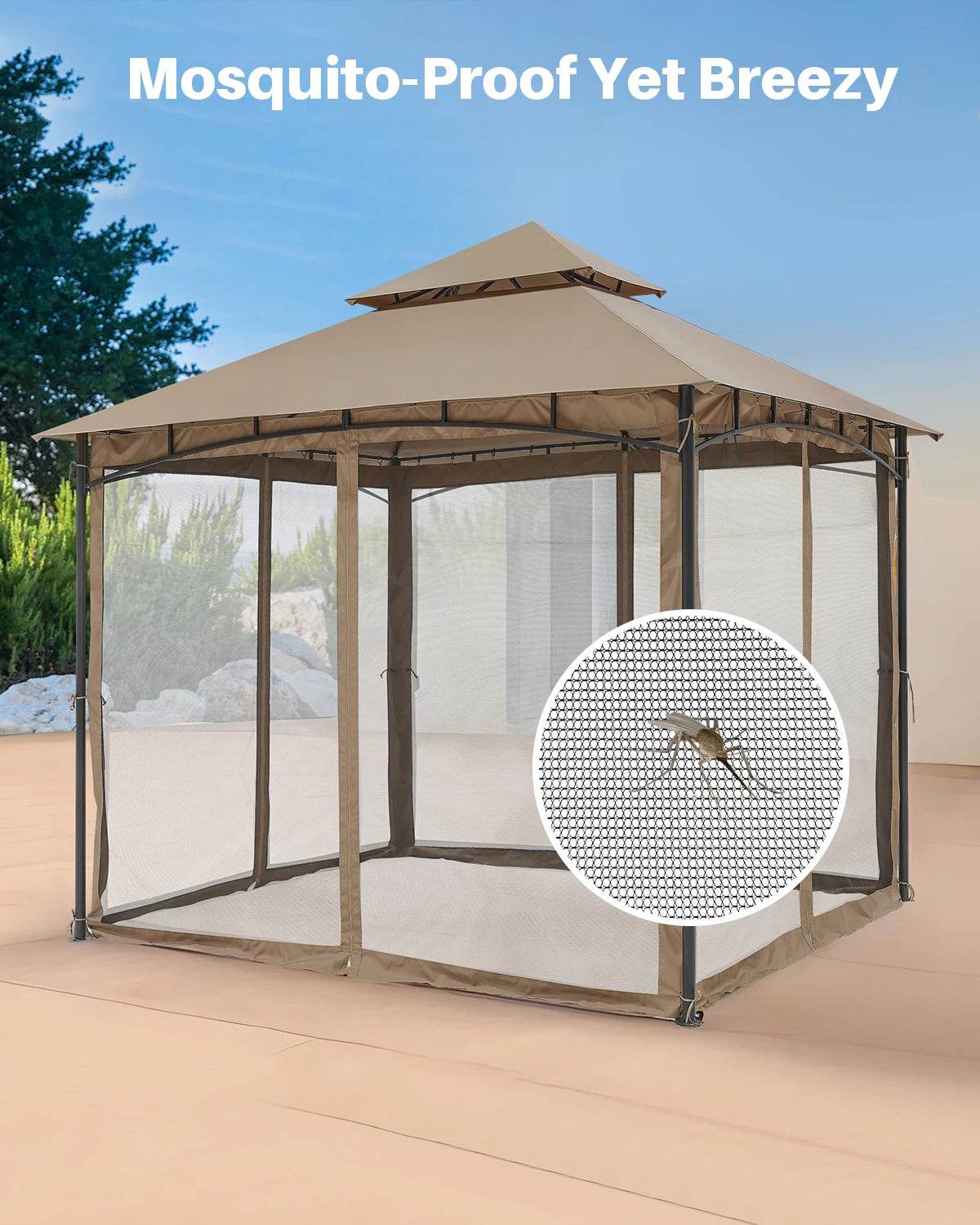SeeHill 10' x 10' Gazebo with Steel Frame and Double Roof - Loft&Timber