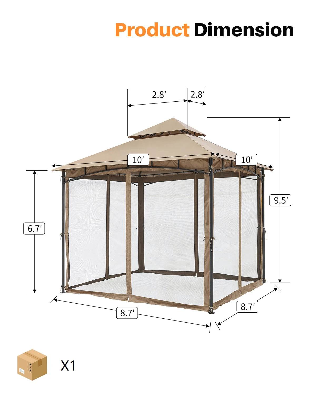 SeeHill 10' x 10' Gazebo with Steel Frame and Double Roof - Loft&Timber