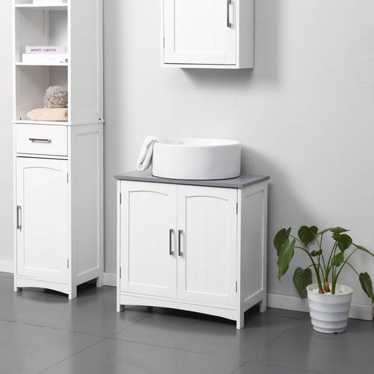Modern Bathroom Vanity Unit with Adjustable Shelves for Space Saving Storage - White - Loft&Timber
