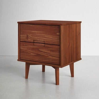 FarmHouse 2 Drawer Solid Wood Nightstand Walnut - Loft&Timber