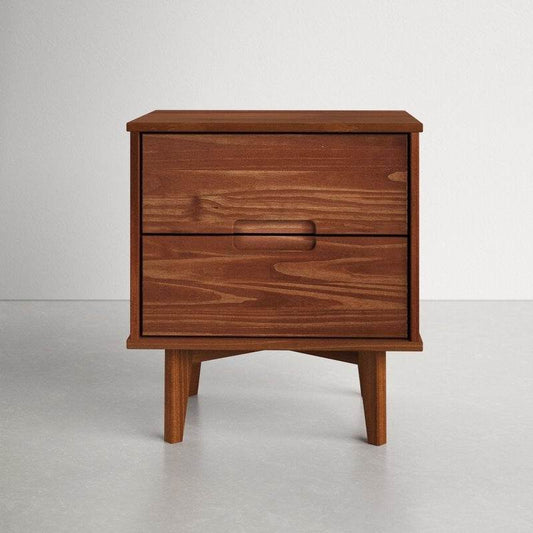 FarmHouse 2 Drawer Solid Wood Nightstand Walnut - Loft&Timber