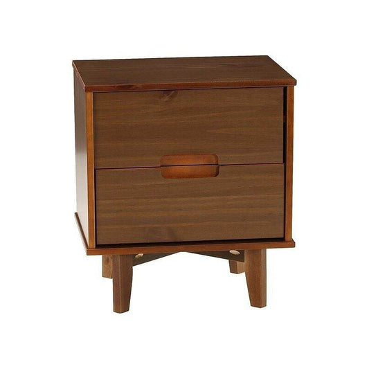 FarmHouse 2 Drawer Solid Wood Nightstand Walnut - Loft&Timber