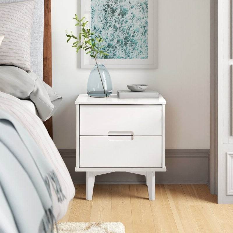 FarmHouse 2 Drawer Solid Wood Nightstand White - Loft&Timber