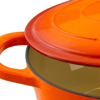 Orange Red Sunbust 7-Quart Enameled Cast Iron Dutch Oven with Lid-3