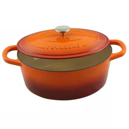 7-Quart Enameled Orange Sunburst Cast Iron Dutch Oven with Lid - Loft&Timber