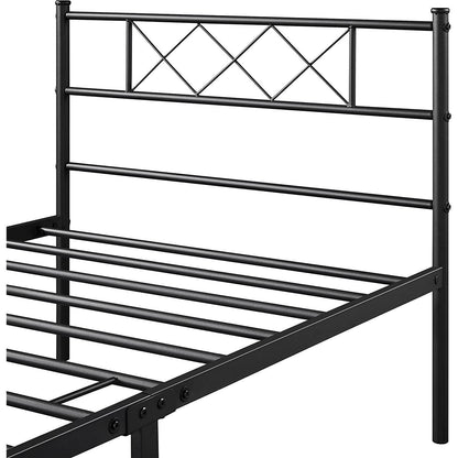 Twin Size Traditional Powder Coated Slatted Metal Platform Bed - Loft&Timber