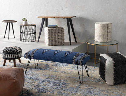 Wesselsbron Navy Striped Upholstered Bench - Loft&Timber