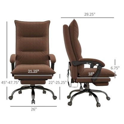 Double Padded Executive Massage Heated Office Chair Brown - Loft&Timber