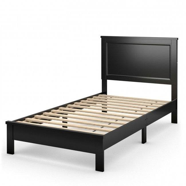 Twin Size Modern College Dorm Wooden Platform Bed in Black - Loft&Timber